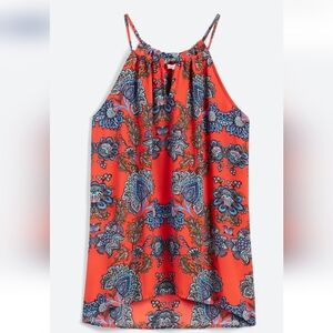 Collective Concepts Orange and Blue Floral Blouse